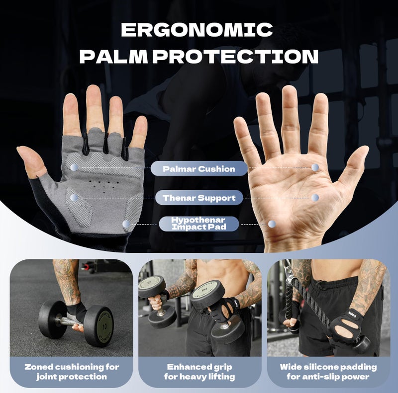 COFIT Gym Gloves for Men and Women, Breathable Anti-Slip Weight Lifting Gloves with Wrist Support and Palm Protection for Fitness & Strength Training - Black XL - Image 2